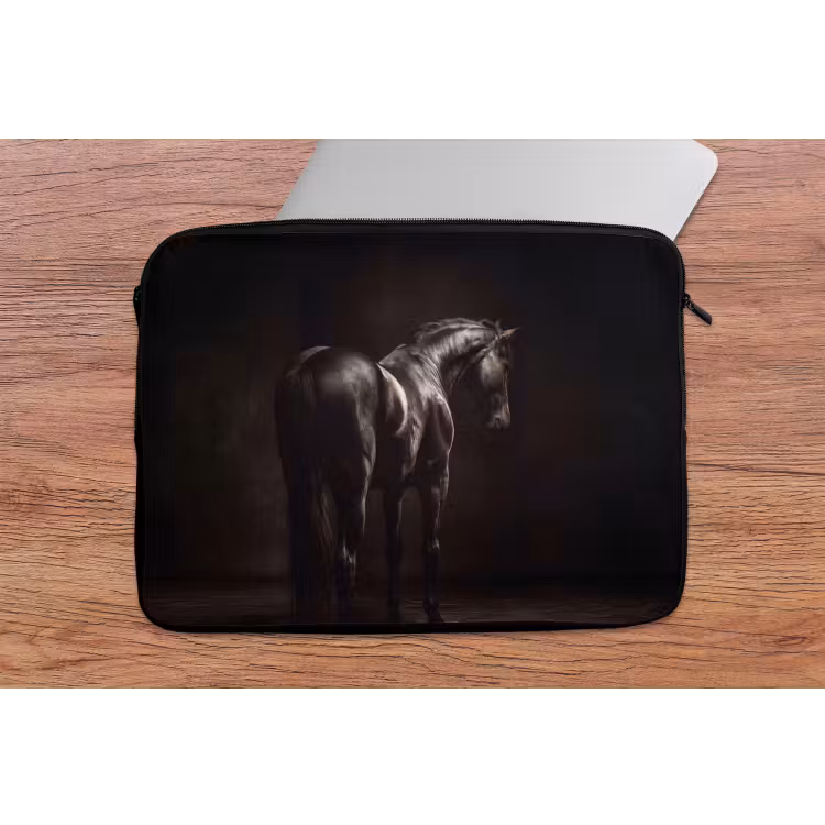 Krachtig - Paard - Donker laptophoes neopreen klein -tafel