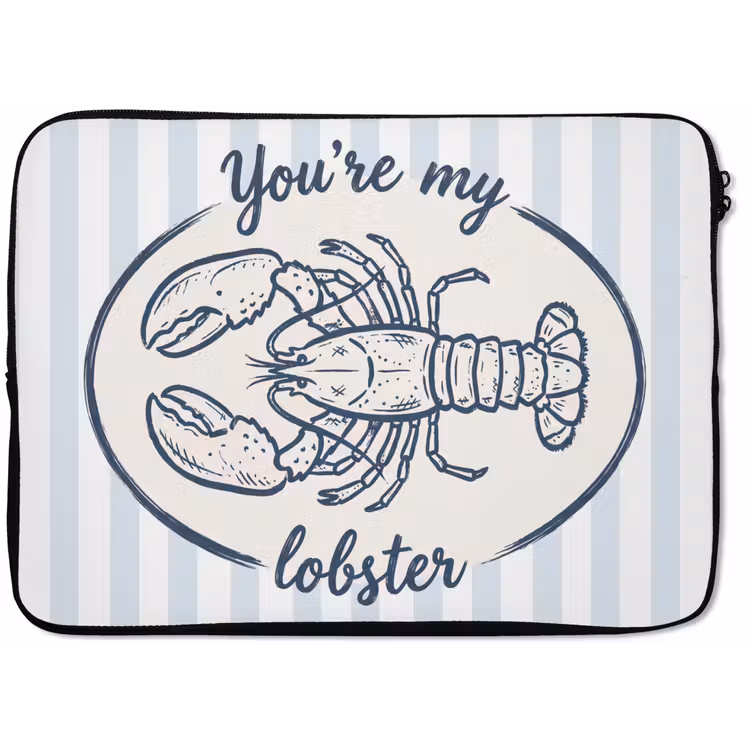 Kreeft - Illustratie - Liefde - Blauw - Decoratie laptophoes neopreen klein -zkaufland3dotto