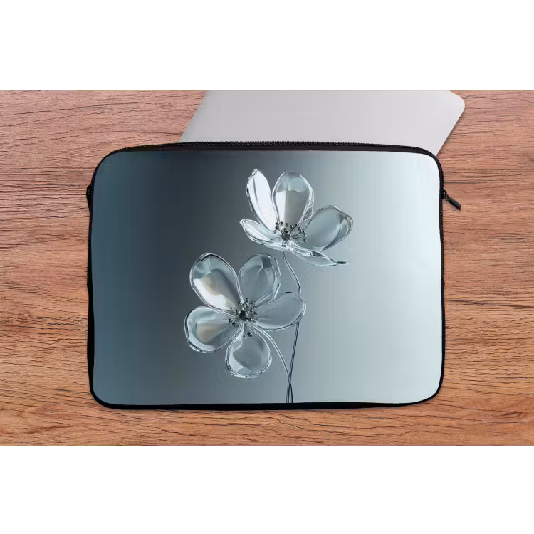 Kristal - Bloemen - Grijs laptophoes neopreen klein -tafel