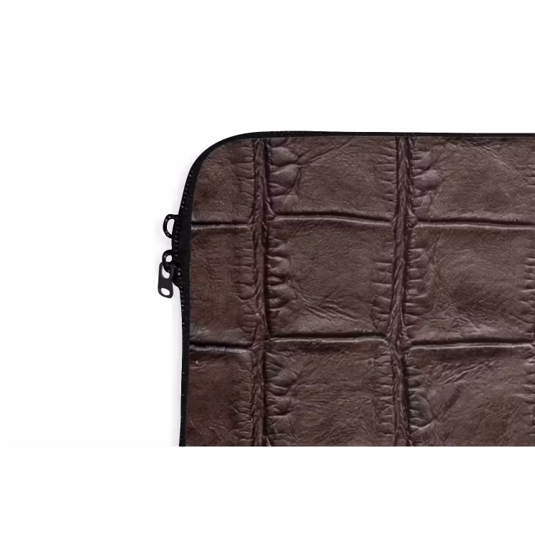 Krokodil - Leer - Bruin laptophoes neopreen klein -detail