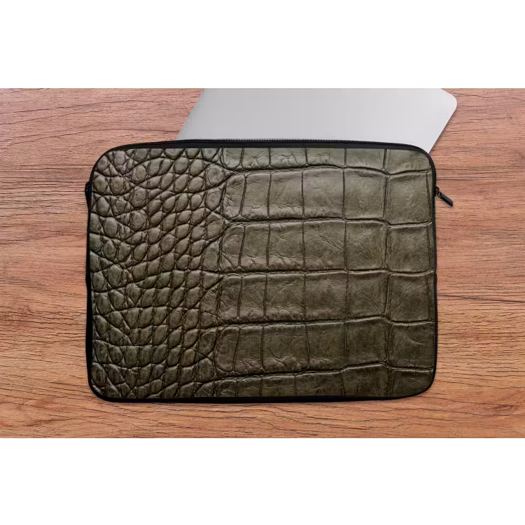 Krokodillenleer - Structuur - Groen laptophoes neopreen klein -tafel