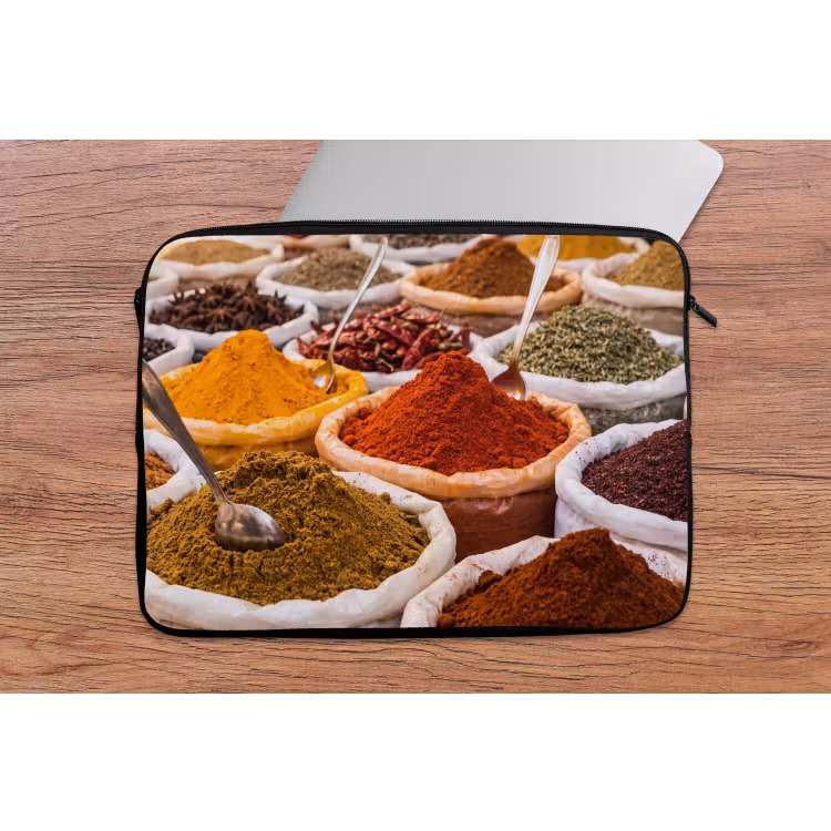 Laptophoes Kruiden - Markt - Eten - Kruiden - Markt - Eten laptophoes neopreen klein