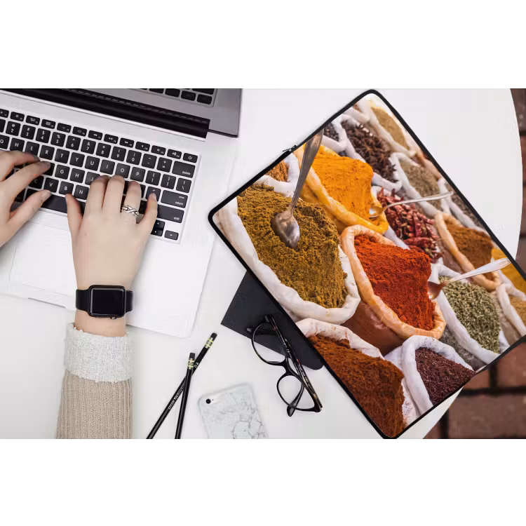 Laptophoes Kruiden - Markt - Eten - Kruiden - Markt - Eten laptophoes neopreen klein