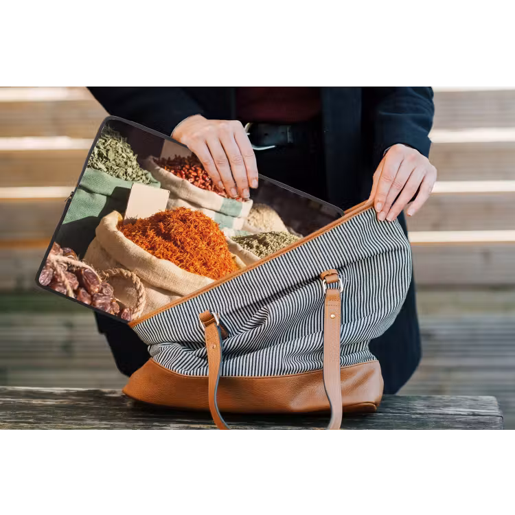 Laptophoes Kruiden - Markt - Kleurrijk - Kruiden - Markt - Kleurrijk laptophoes neopreen klein