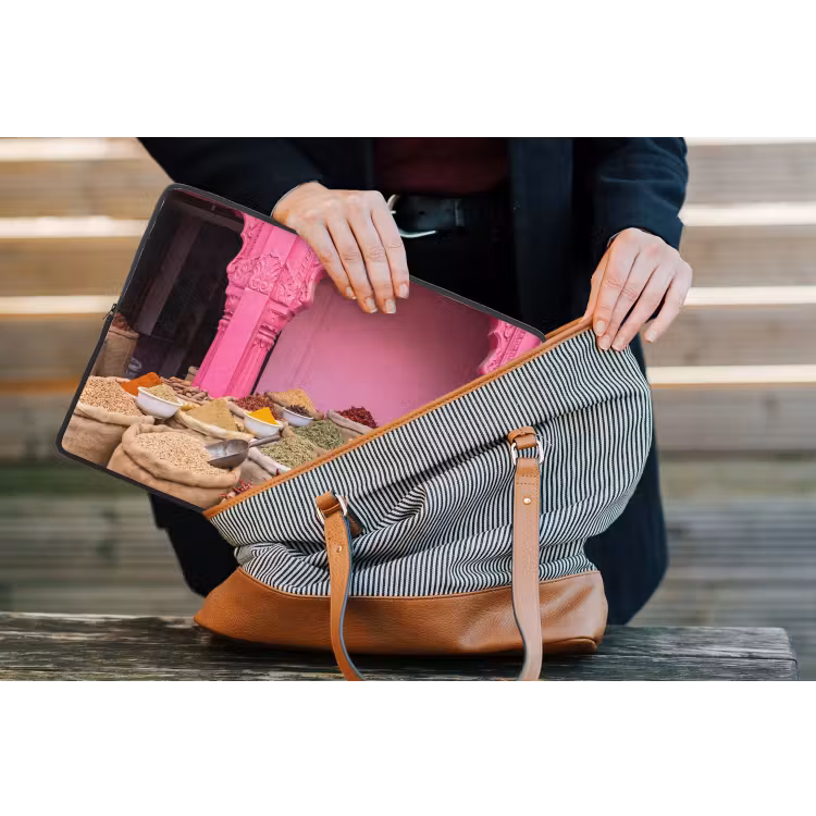 Laptophoes Kruiden - Markt - Roze - Kruiden - Markt - Roze laptophoes neopreen klein