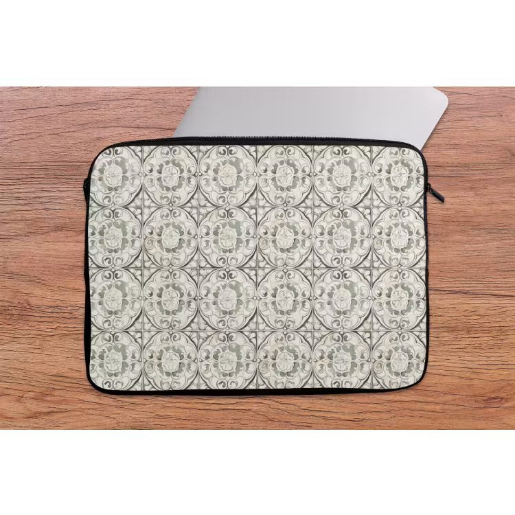 Krulornament - Tegel - Groen laptophoes neopreen klein 279 -tafel