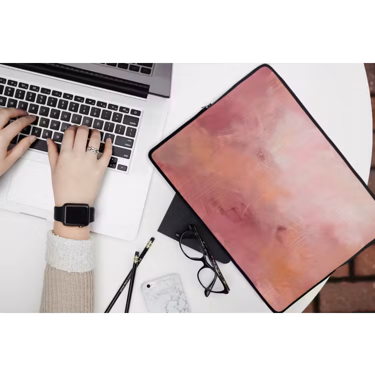 Kunst - Vloeiend - Pastel - Abstract laptophoes neopreen klein -bureau