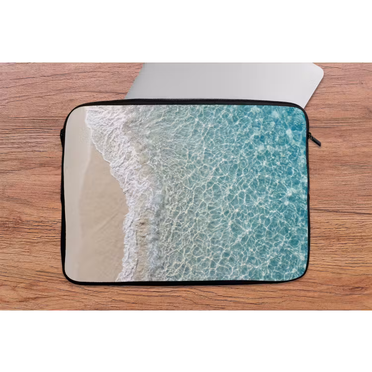 Kust - Zand - Blauw laptophoes neopreen klein -tafel