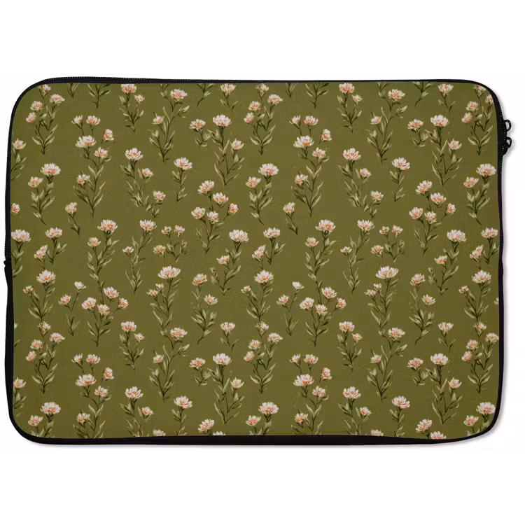 Landelijk - Bloemen -  Groen laptophoes neopreen klein 279 -zkaufland3dotto
