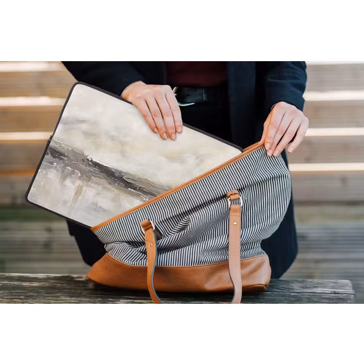 Landschap - Horizon - Natuur - Abstract - Neutraal laptophoes neopreen klein -tas