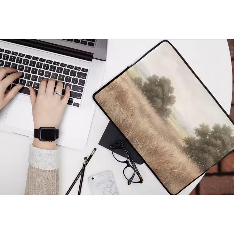 Landschap - Minimalistisch - Beige laptophoes neopreen klein -bureau