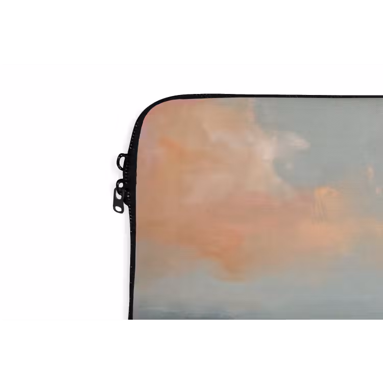 Landschap - Rivier - Abstract - Roze - Groen laptophoes neopreen klein -detail