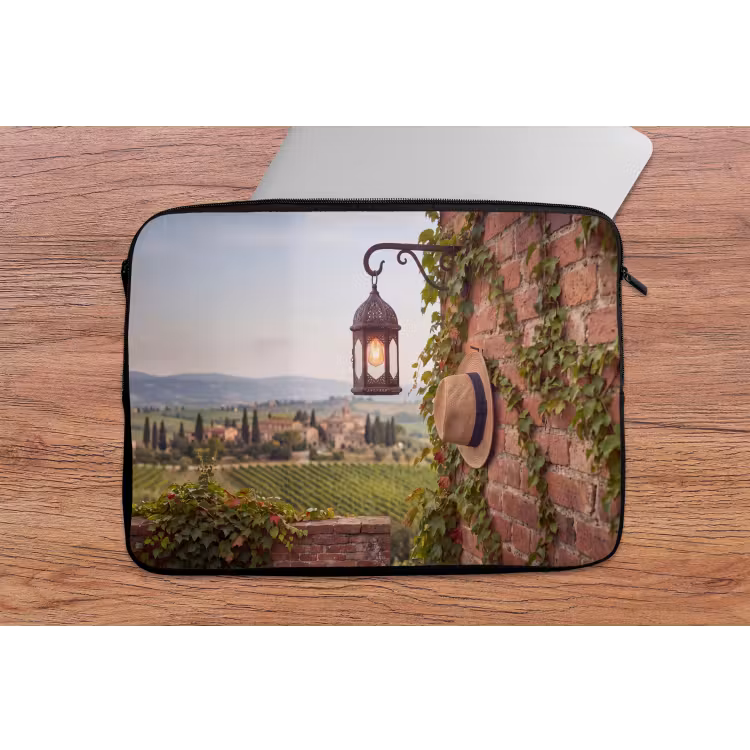 Lantaarn - Wijngaard - Landschap - Italiaans laptophoes neopreen klein -tafel
