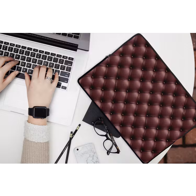 Leer - Patroon - Bordeaux laptophoes neopreen klein 279 -bureau