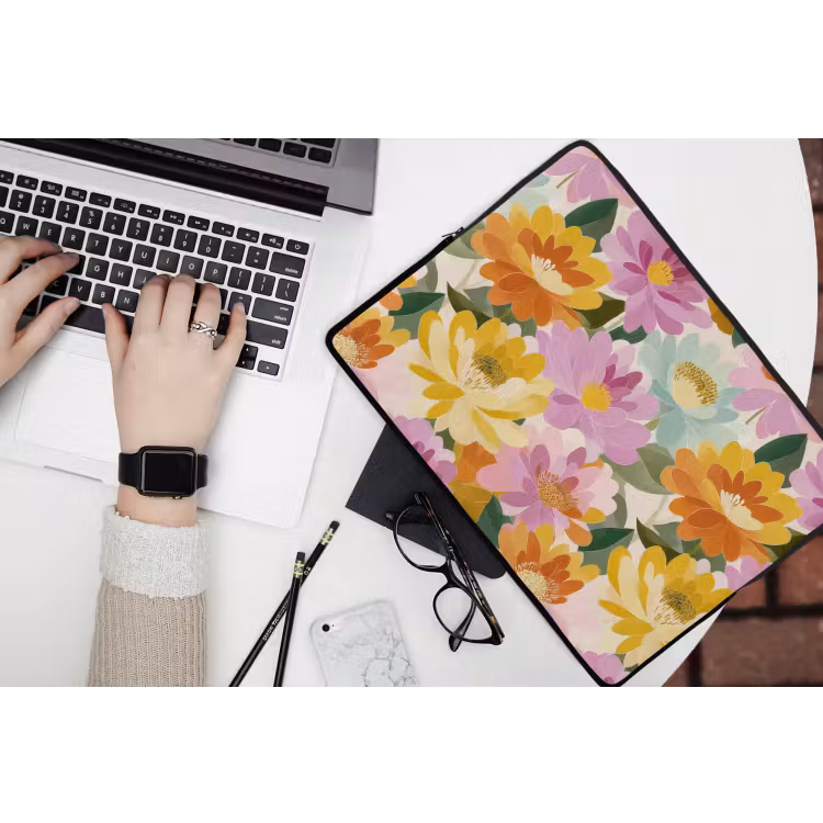 Lelies - Aquarel - Pastel laptophoes neopreen klein 279 -bureau