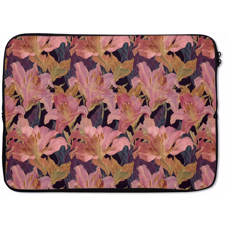 Lelies - Patroon - Roze - Goud laptophoes neopreen klein 279 -zkaufland3dotto