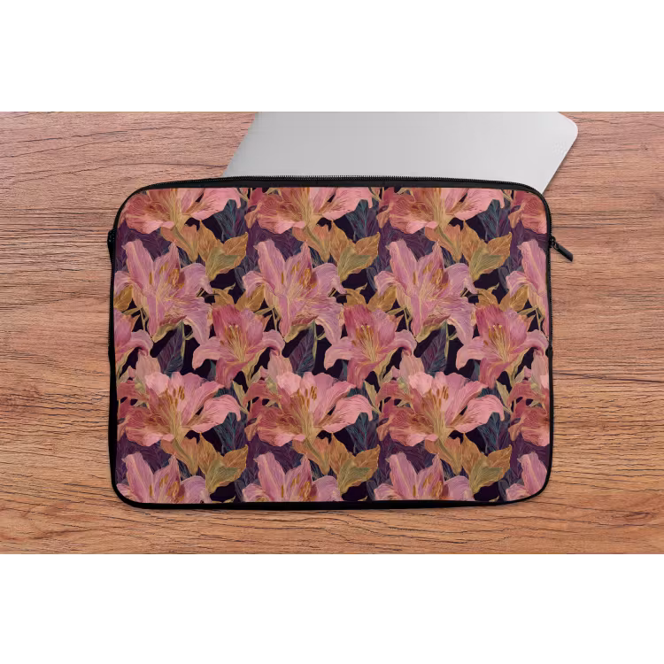 Lelies - Patroon - Roze - Goud laptophoes neopreen klein 279 -tafel