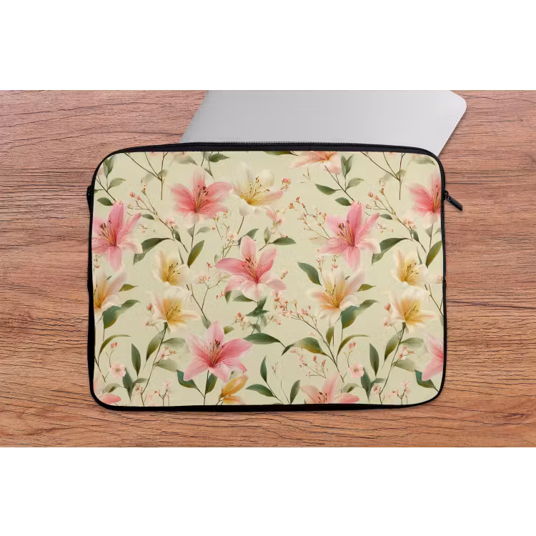 Lelies - Sereen - Kleurrijk laptophoes neopreen klein 279 -tafel