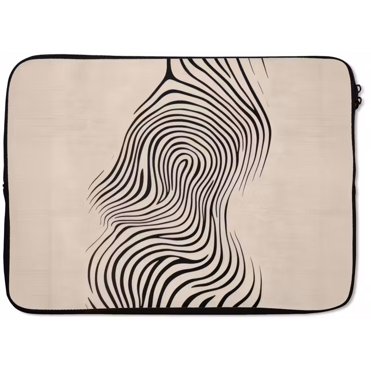 Lijnen - Abstract - Golvend - Zwart laptophoes neopreen klein -zkaufland3dotto
