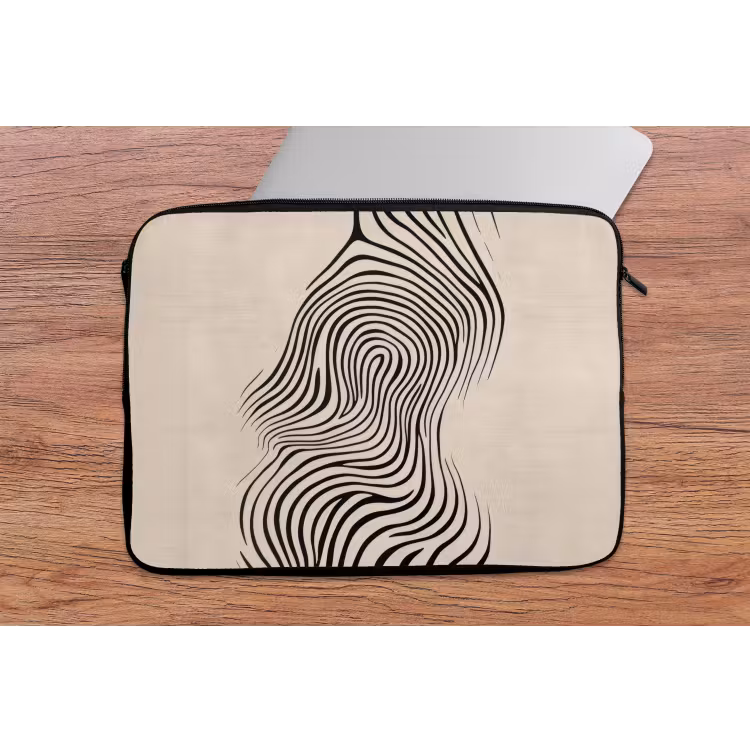Lijnen - Abstract - Golvend - Zwart laptophoes neopreen klein -tafel