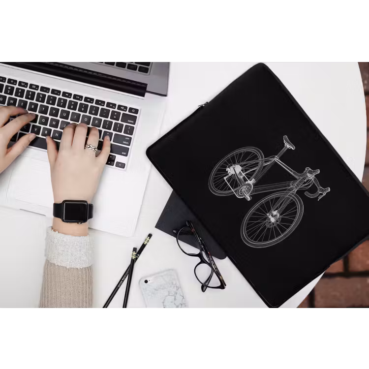 Lijnen - Illustratie - Wit laptophoes neopreen klein -bureau