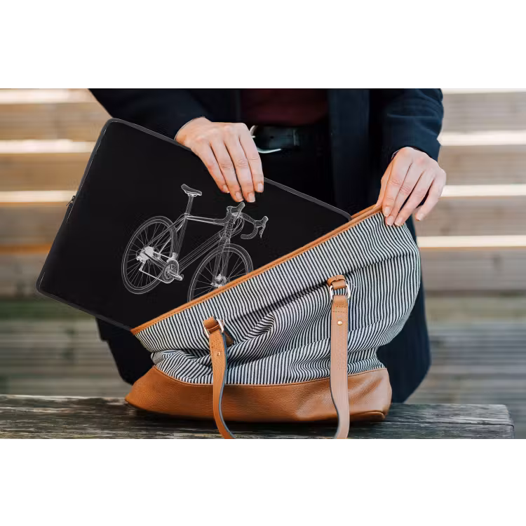Lijnen - Illustratie - Wit laptophoes neopreen klein -tas