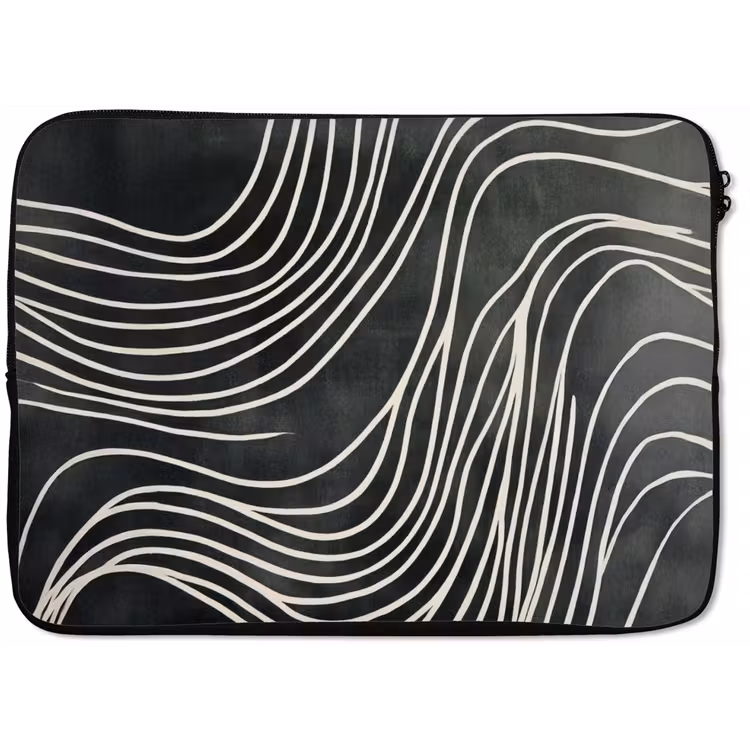 Lijnen - Patroon - Abstract - Wit laptophoes neopreen klein -zkaufland3dotto