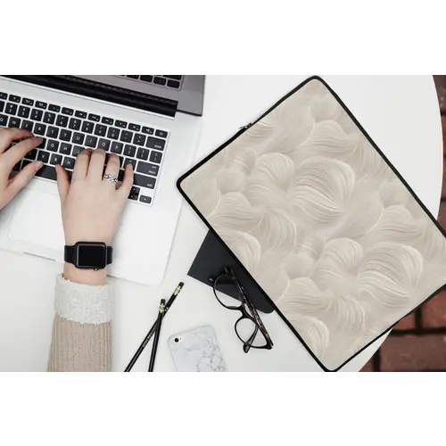 Lijnen - Waaier - Beige laptophoes neopreen klein 279 -bureau