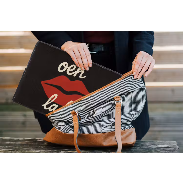 Lip - Rood - Quote laptophoes neopreen klein -tas