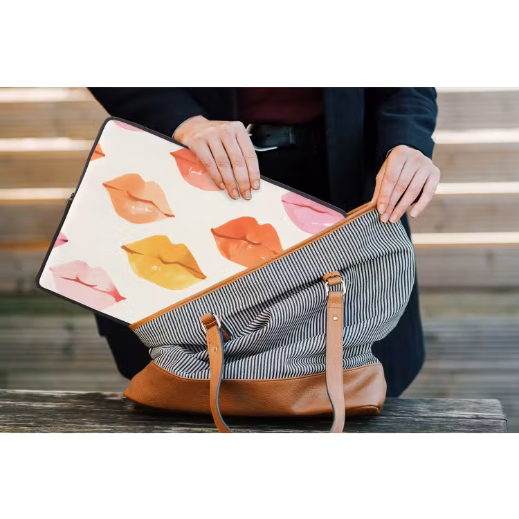 Lippen - Kleurrijk - Glanzend laptophoes neopreen klein -tas