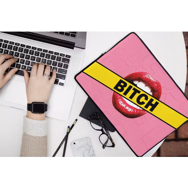 Lippen - Tekst - Kleurrijk laptophoes neopreen klein -bureau