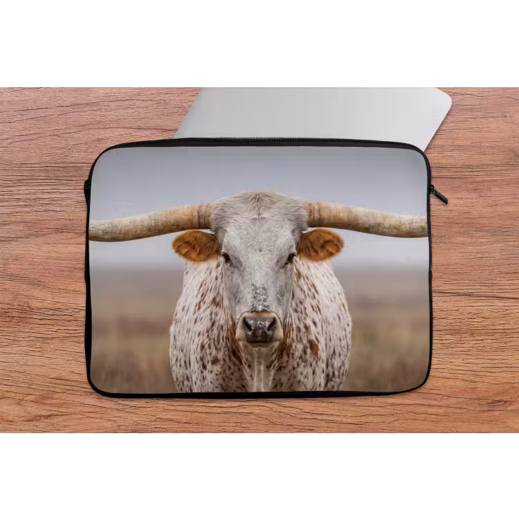 Longhorn - Grasveld - Dier laptophoes neopreen klein -tafel