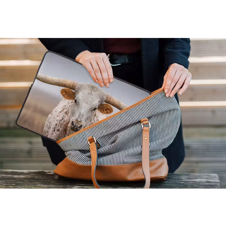 Longhorn - Grasveld - Dier laptophoes neopreen klein -tas