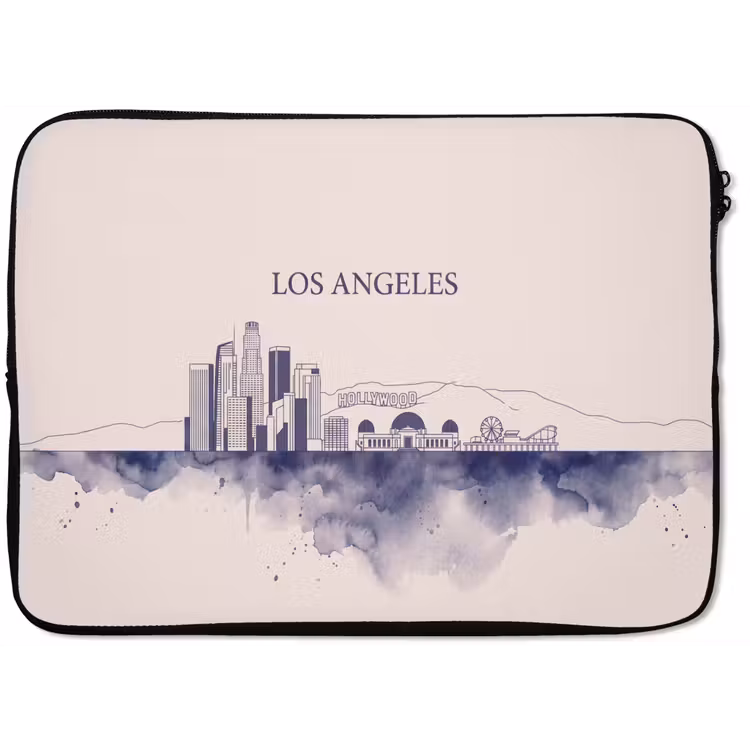 Los Angeles - Skyline - Architectuur - Aquarel - Blauw laptophoes neopreen klein -zkaufland3dotto