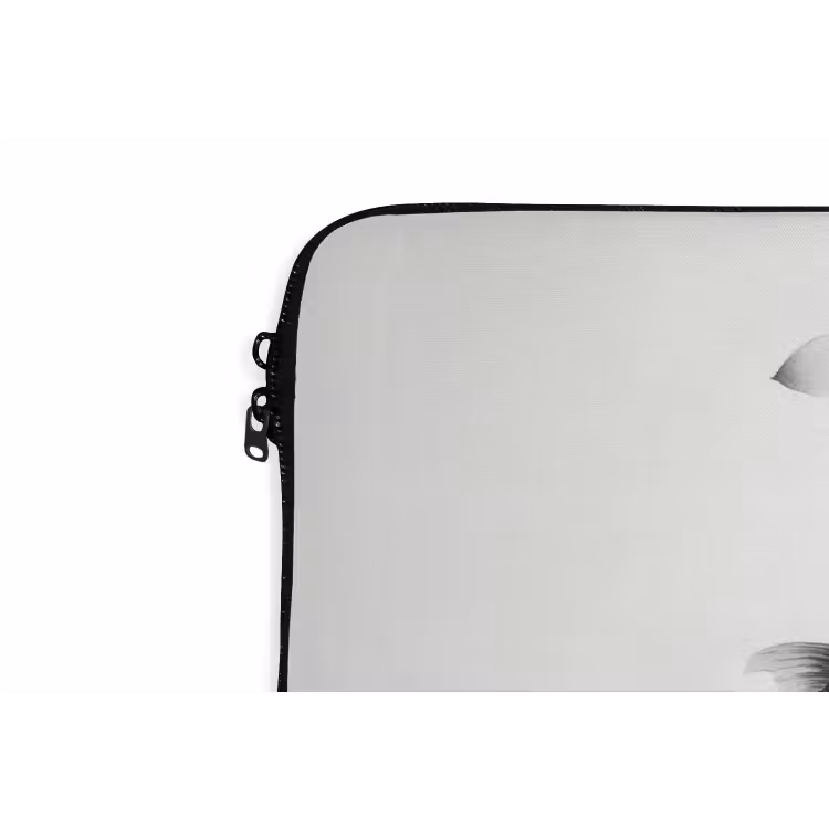 Lotusbloemen - Vissen - Bladeren - Zwart laptophoes neopreen klein -detail