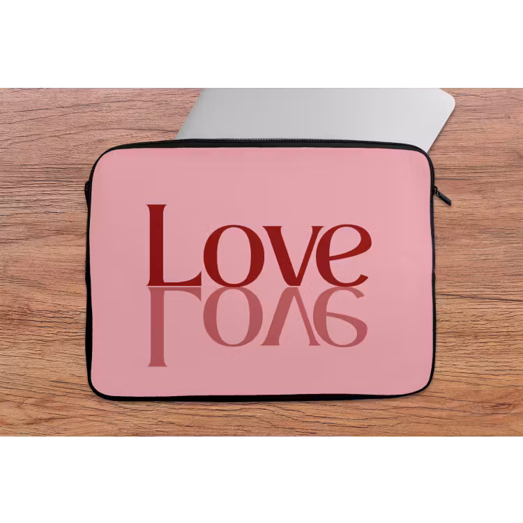 Love - Roze - Spiegeling laptophoes neopreen klein -tafel
