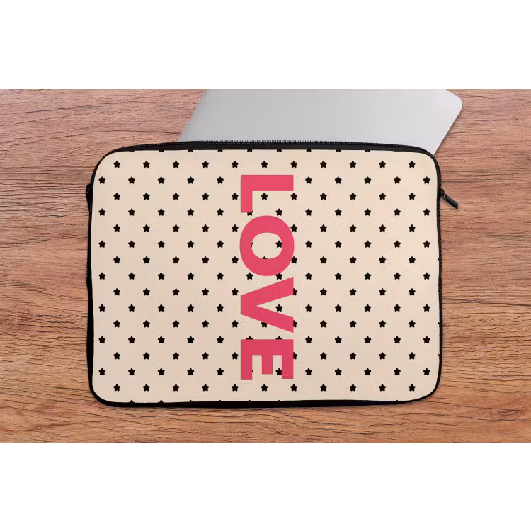 Love - Stippen - Roze laptophoes neopreen klein -tafel