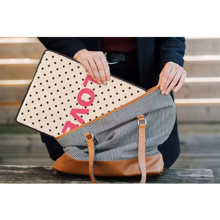 Love - Stippen - Roze laptophoes neopreen klein -tas