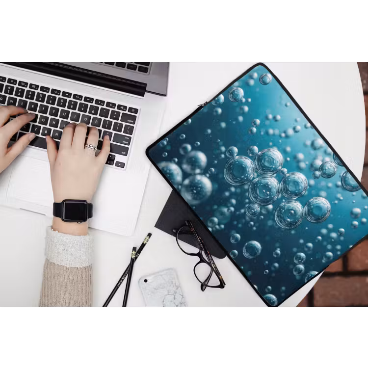 Luchtbellen - Dynamisch - Blauw laptophoes neopreen klein -bureau