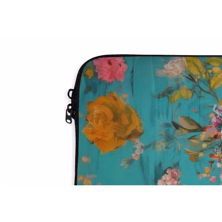 Luipaard - Bloemen - Kroon laptophoes neopreen klein -detail