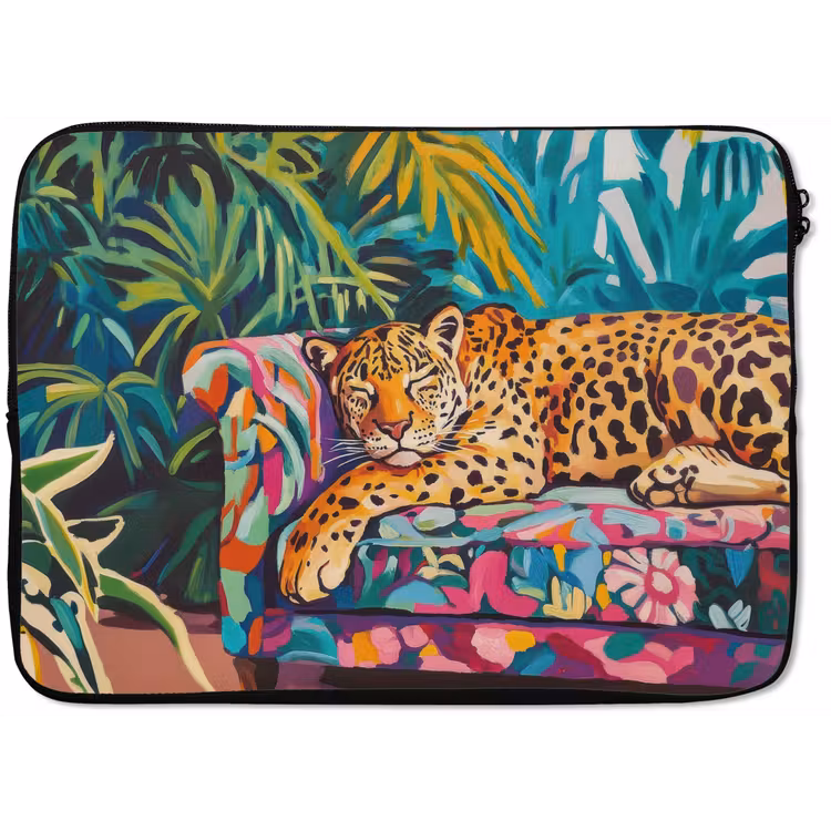 Luipaard - Kleurrijk - Tropisch laptophoes neopreen klein -zkaufland3dotto