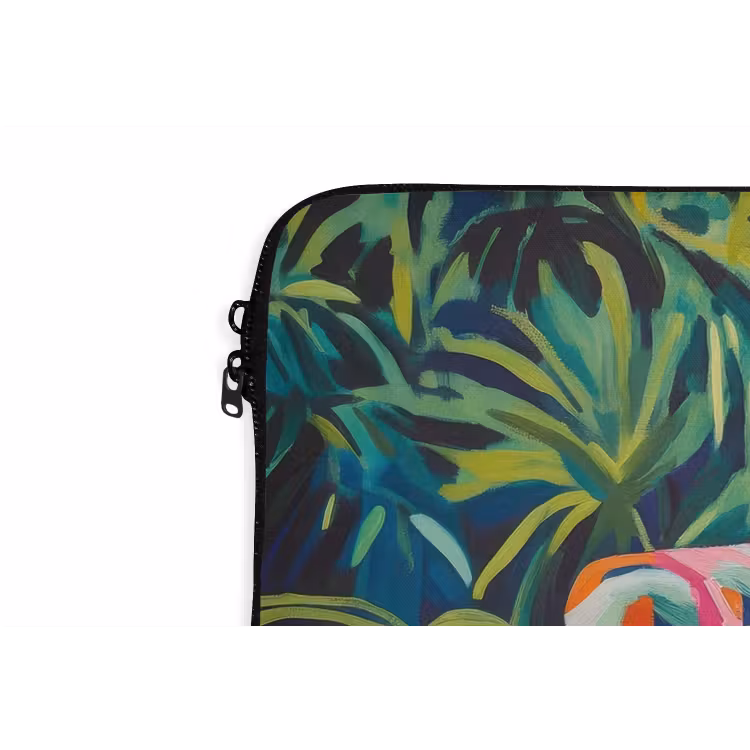 Luipaard - Kleurrijk - Tropisch laptophoes neopreen klein -detail