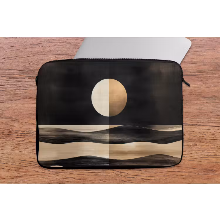 Maan - Cirkel - Goud laptophoes neopreen klein -tafel