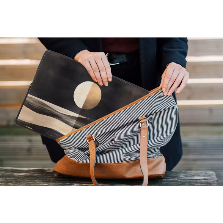 Maan - Cirkel - Goud laptophoes neopreen klein -tas