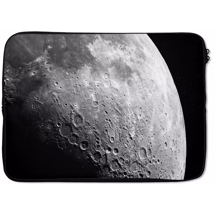 Laptophoes Maan - Kraters - Ruimte - Maan - Kraters - Ruimte laptophoes neopreen klein