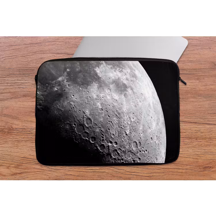 Laptophoes Maan - Kraters - Ruimte - Maan - Kraters - Ruimte laptophoes neopreen klein