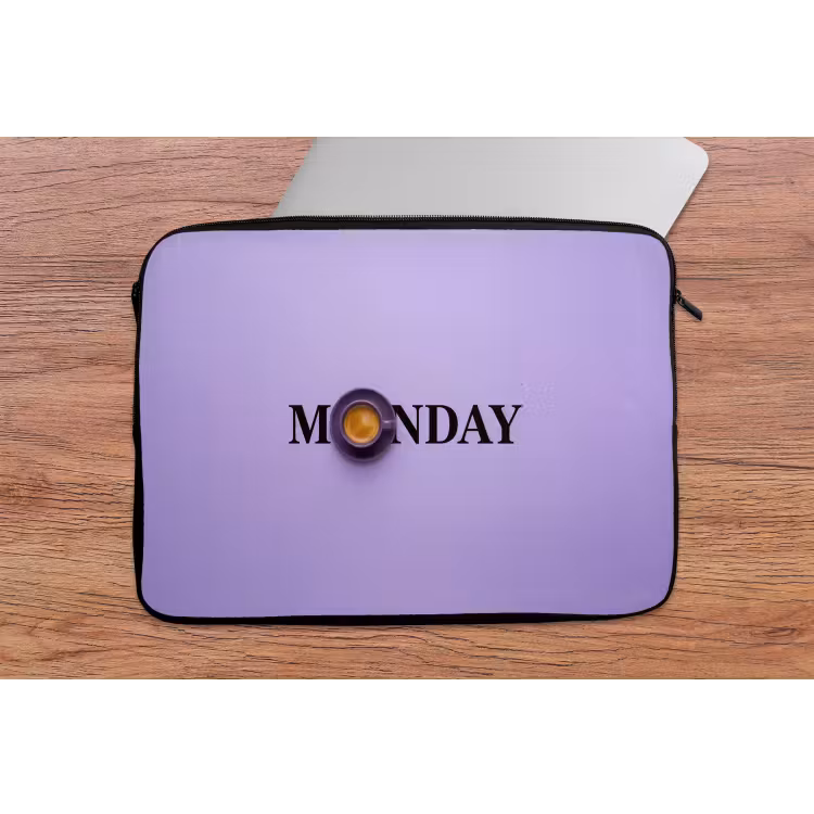 Maandag - Mok - Koffie - Paars laptophoes neopreen klein -tafel