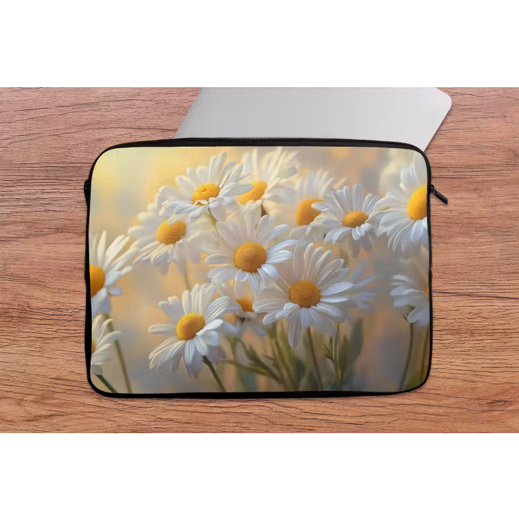 Madeliefjes - Wit - Zonlicht laptophoes neopreen klein -tafel