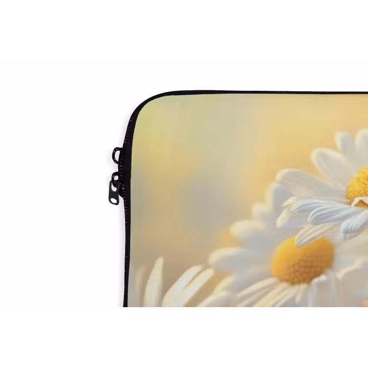 Madeliefjes - Wit - Zonlicht laptophoes neopreen klein -detail