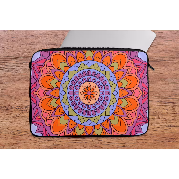 Mandala - Cirkel - Abstract - Kleurrijk - Patroon laptophoes neopreen klein -tafel